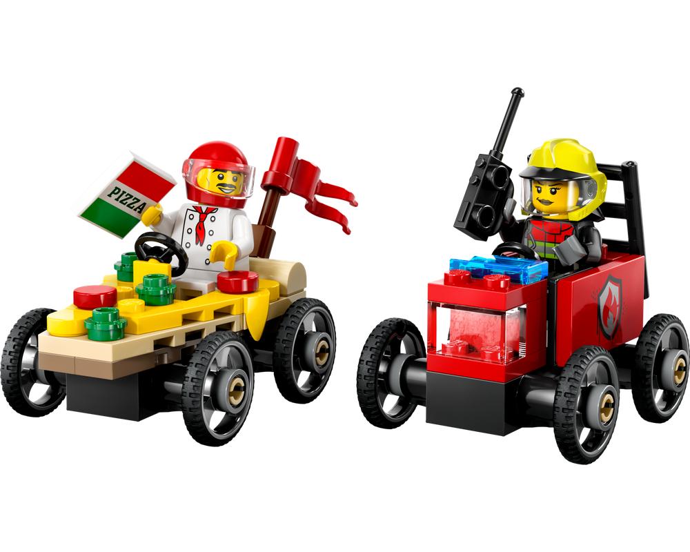 LEGO Pizza vs. Fire Truck Race Car Pack Set